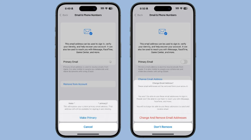 大方苹果手机维修分享苹果 iOS 18.1 支持设置“主要”邮箱地址并更改 iCloud 邮箱 